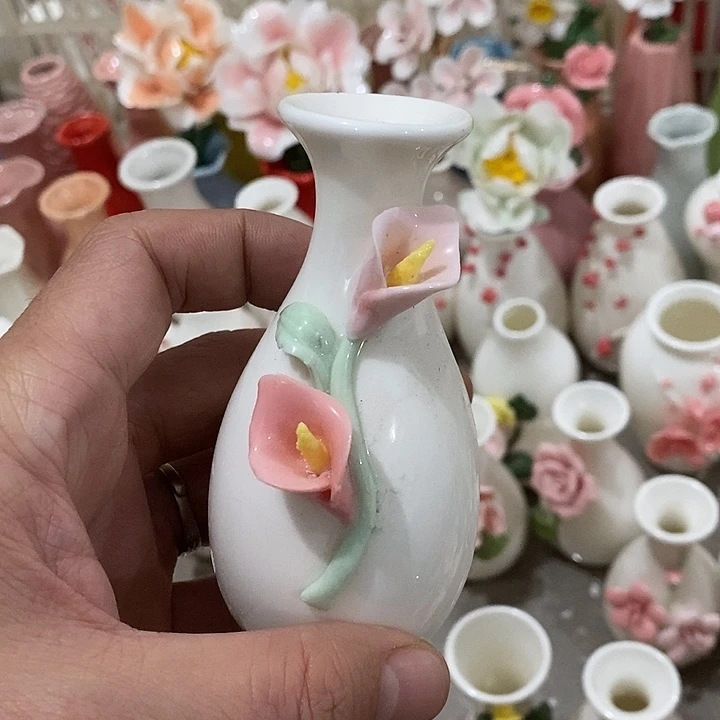 瓷片纯手工陶瓷花摆件瑕