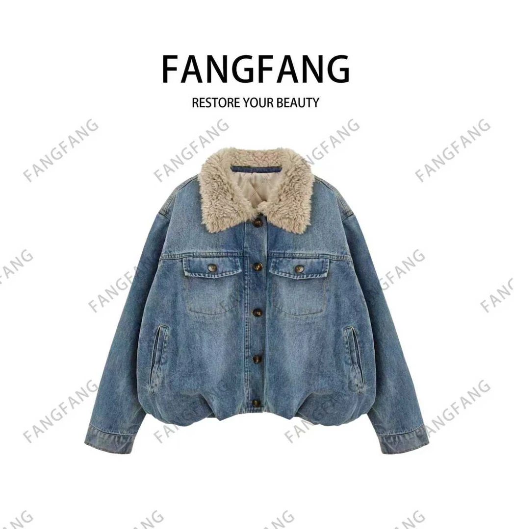 F.F加绒加厚款短外套洗水软牛仔外套常规款薄款长袖厚款258199