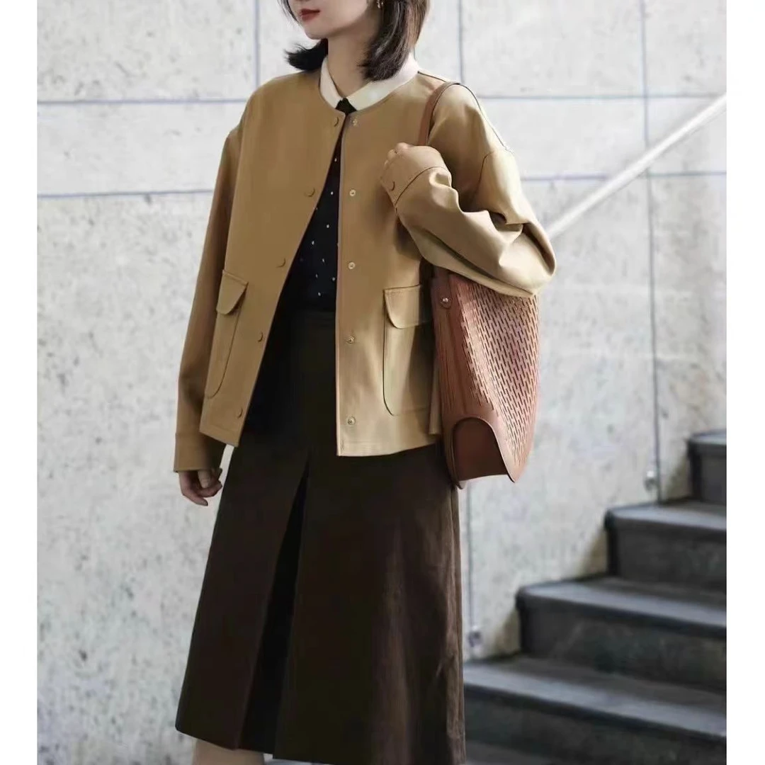 W-1434【禾】春季新款 全棉双面布简约百搭外套女