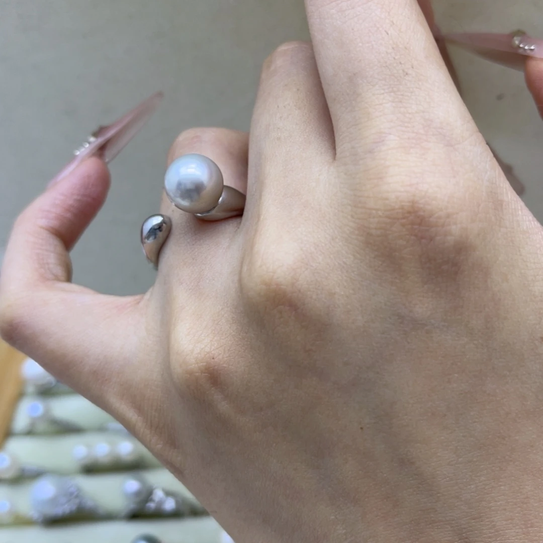 银S925镶嵌海水珍珠戒圈