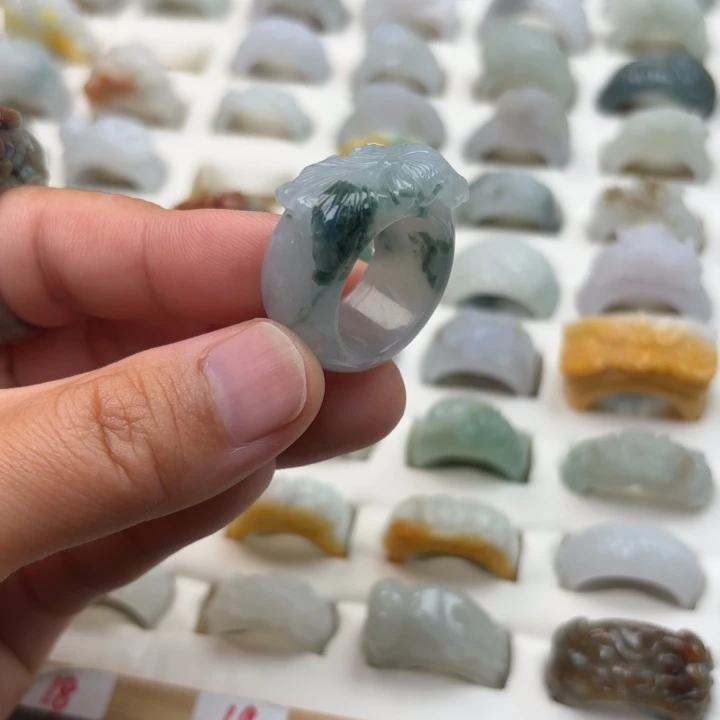 翡翠未镶嵌戒指港码19荷叶戒指205