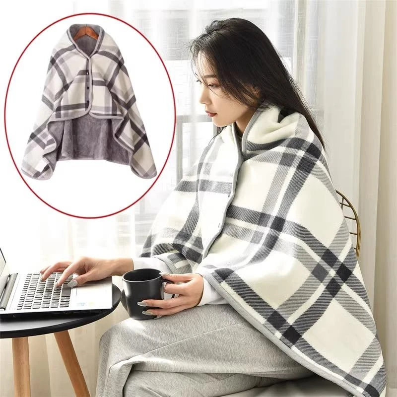 多功能披肩毛毯单人办公室午睡毯子学生午休两用盖腿加厚披风暖gh