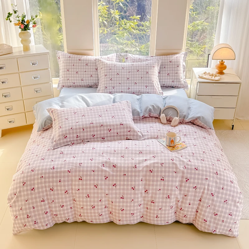 【纯棉100%】2025新款全棉斜纹印花单人可爱小清新学生宿舍四件套