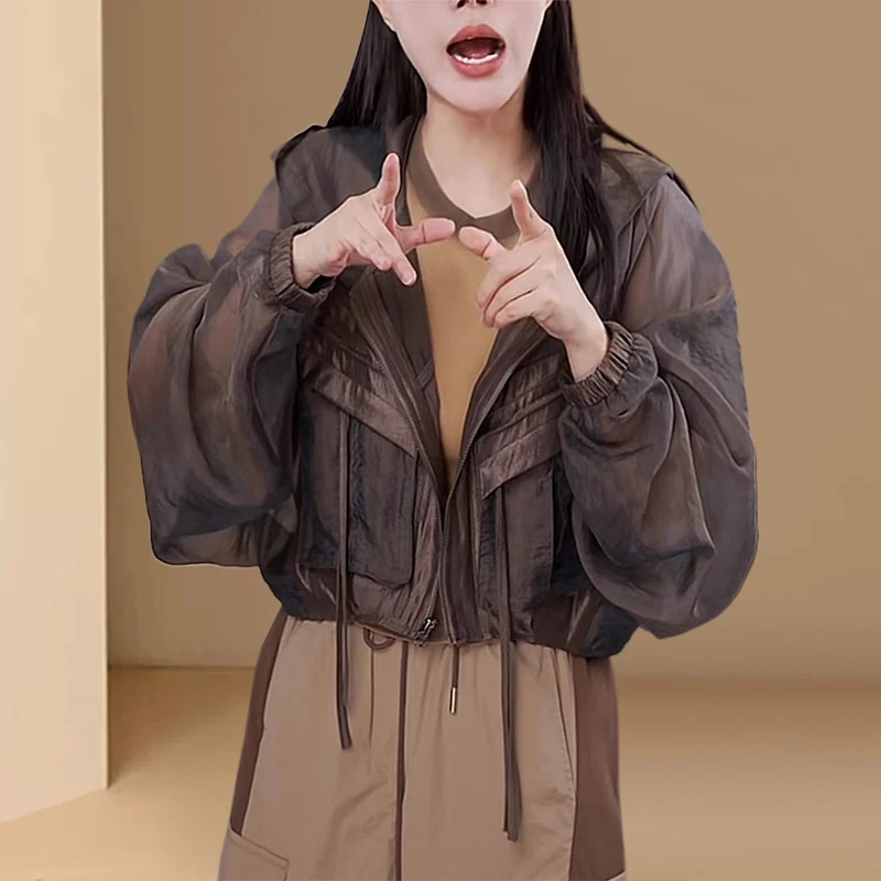 咖色防晒衣女款夏季2025新款修身显瘦防紫外线防晒服开衫薄款外套