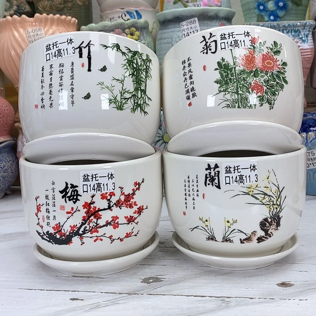 陶瓷@陶瓷花盆@@梅兰竹菊