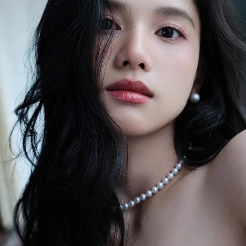 正圆极光炫彩8.5-9.5mm强光淡水珍珠项链送妈妈锁骨链礼物女气质