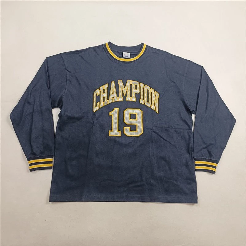 Champion冠军男秋冬季无帽女长袖T恤日版字母时尚运动服