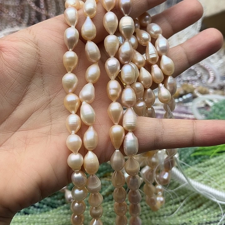 玛瑙/玉髓未镶嵌珠宝半成品一条8mm香槟水滴珍珠