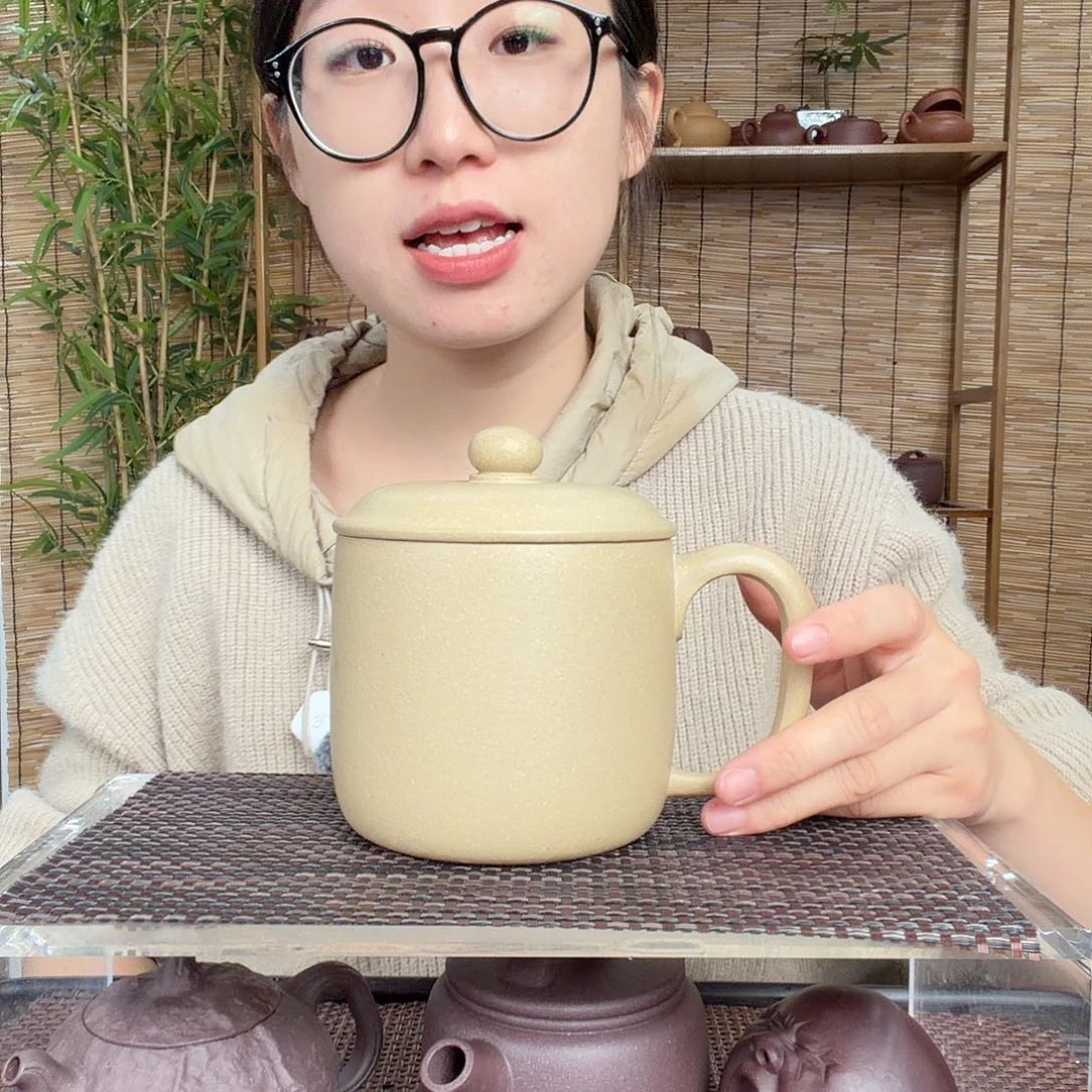 紫砂茶壶原矿本绿大墩墩办公杯没礼盒微瑕520CC左右