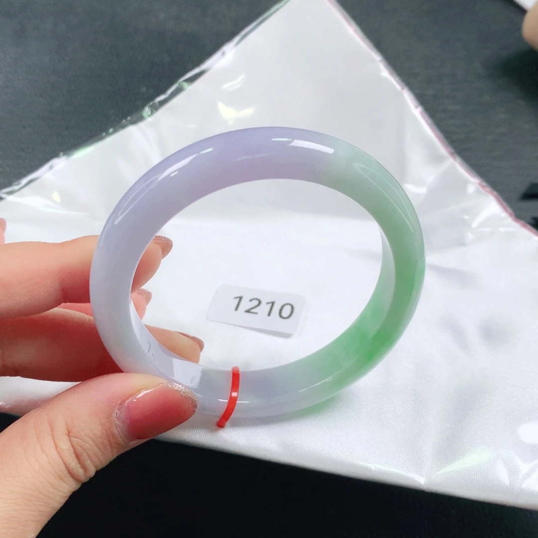 翡翠未镶嵌手镯春彩半山水03