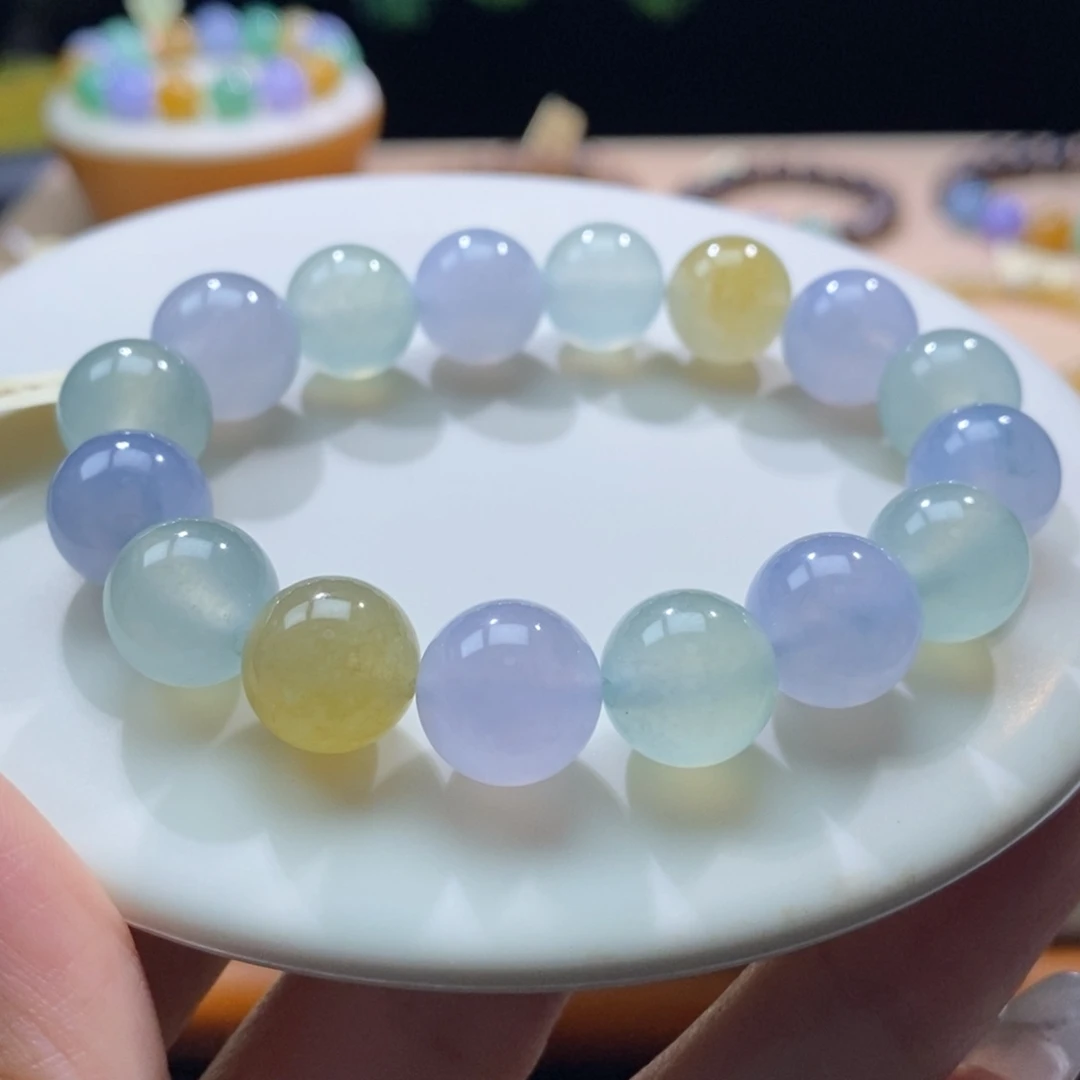 翡翠未镶嵌颈饰翡翠碧海蓝天手串12mm