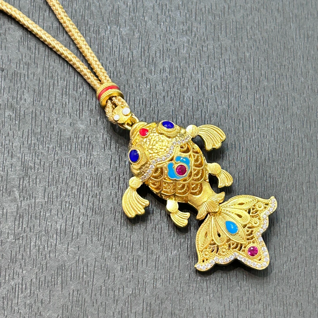 吊坠足银 【销冠专享】足银花丝锦鲤吊坠YDZ1005