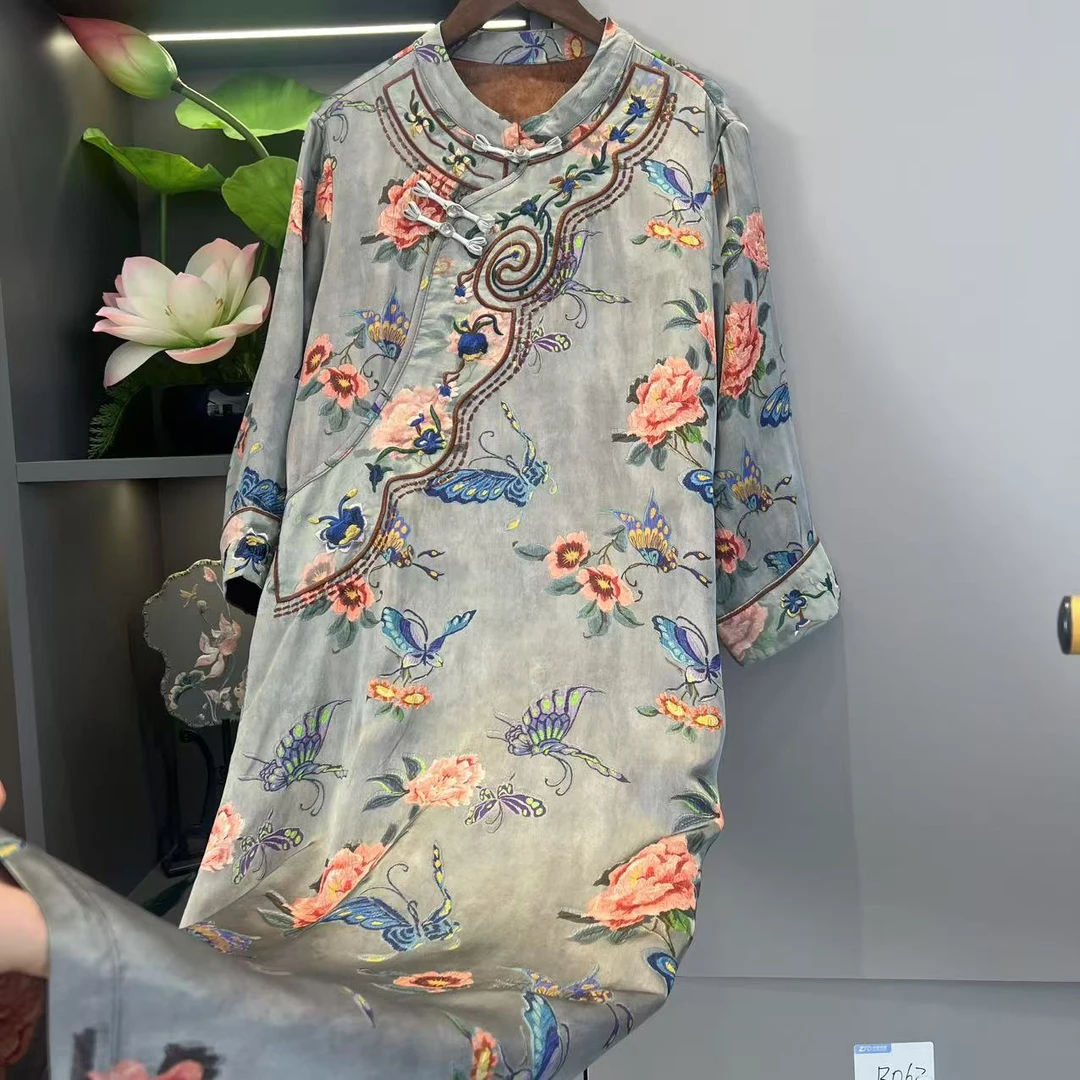 【彩蝶绣韵】中式连衣裙春夏连衣裙9964