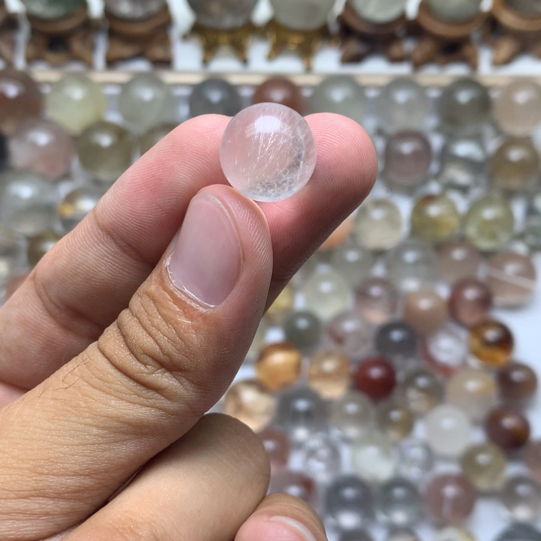 水晶珠宝半成品未镶嵌兔毛球