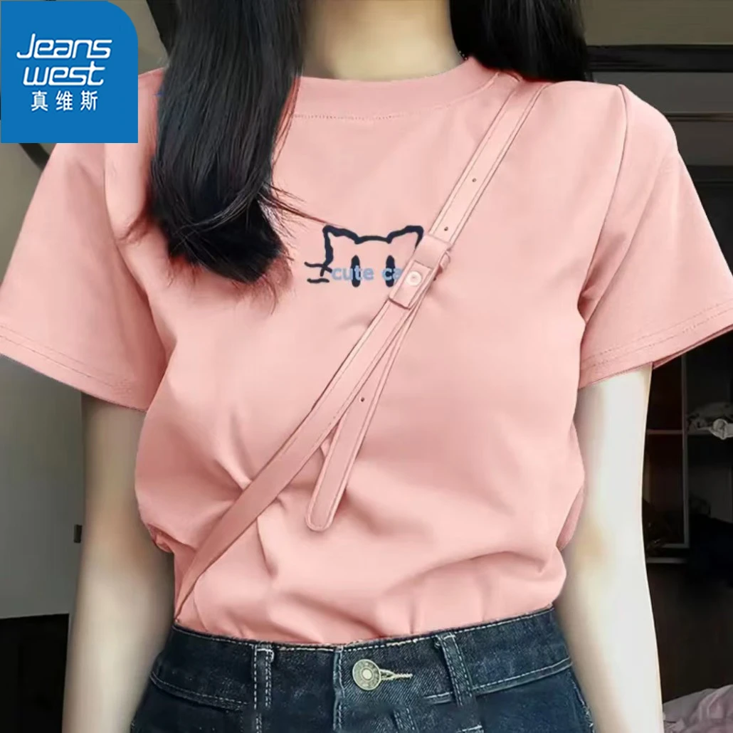 真维斯 短袖t恤女2025年夏季新款多巴胺穿搭宽松韩系设计感T恤