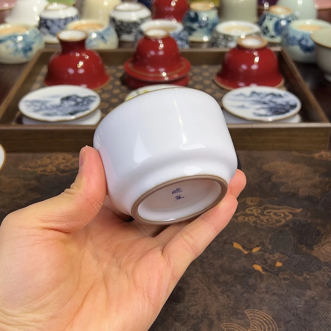 月白子秦杯开片单杯