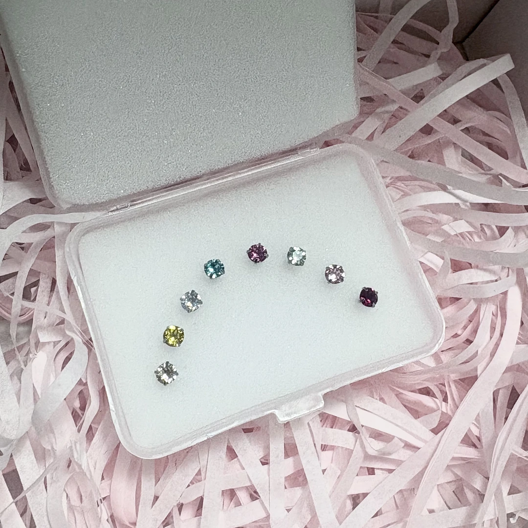 钛钢耳饰 4mm钛钢华子耳钉8支套组外螺旋