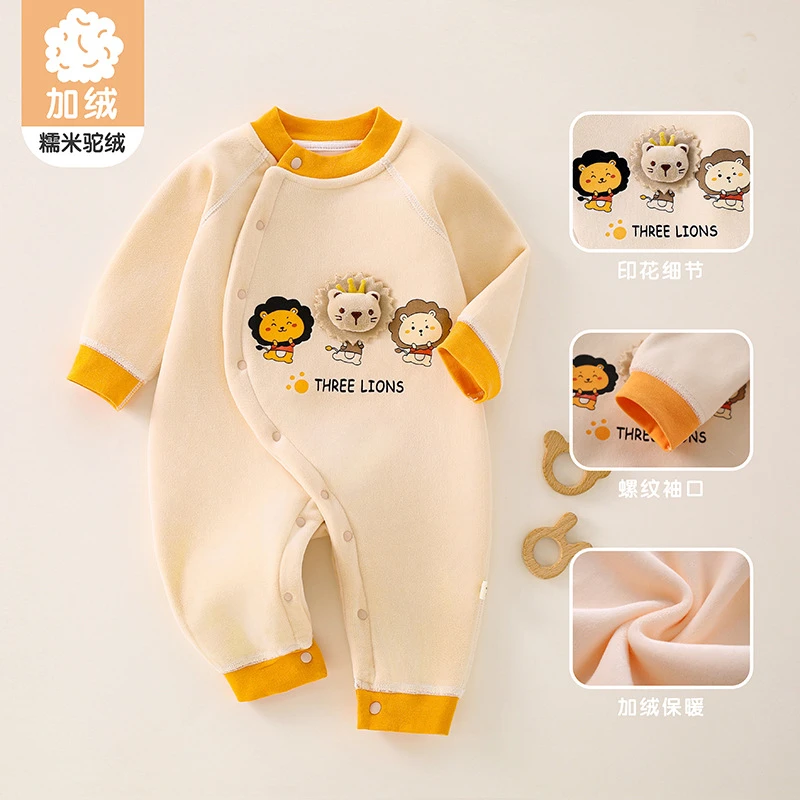 婴儿连体衣春秋加绒超洋气男女外出宝宝衣服秋装爬爬服外出服哈衣