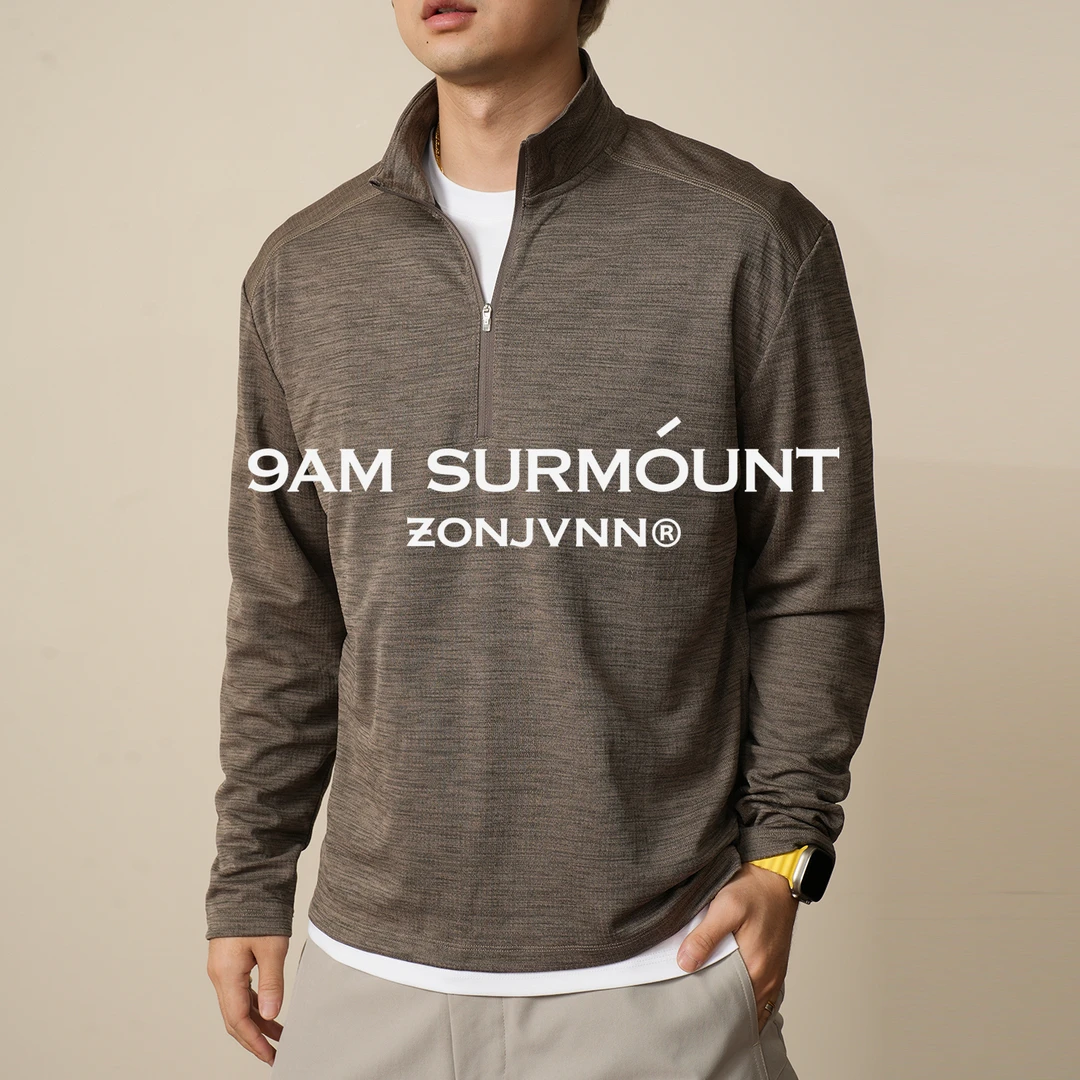 ZONJVNN半拉链运动长袖吸湿速干蓄热阳离子抗静电舒适休闲针织