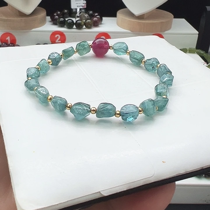 碧玺18K金镶嵌手链7号