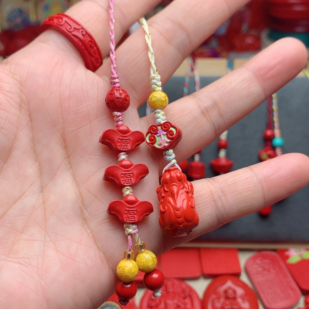 天然辰砂工艺品朱砂手机坠