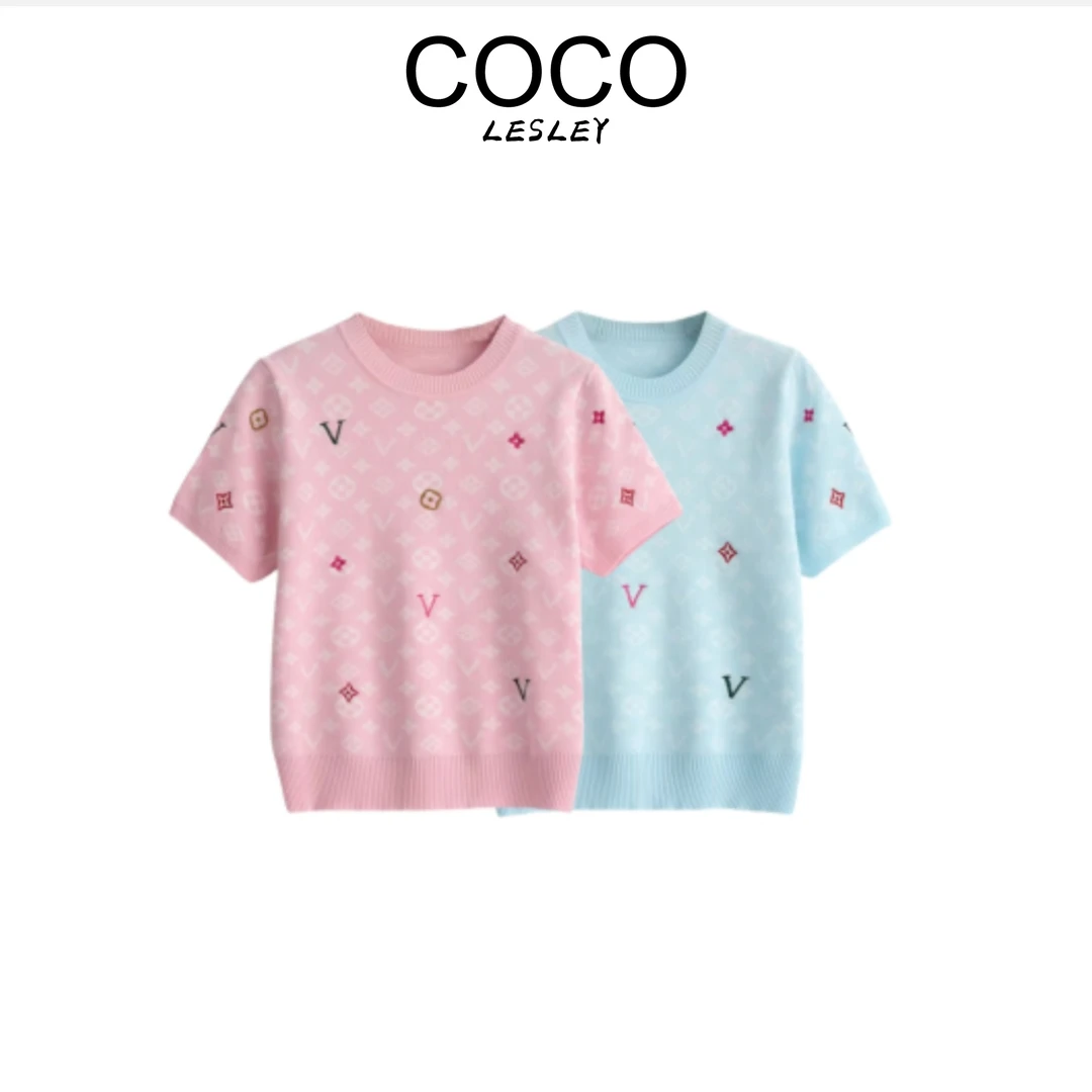 【COCO LESLEY】2025新款提花圆领套头短袖T恤女款X148