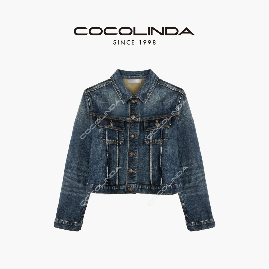 COCOLINDA| 拉夫风百搭棉老钱牛仔蓝上衣短款外套 N2144