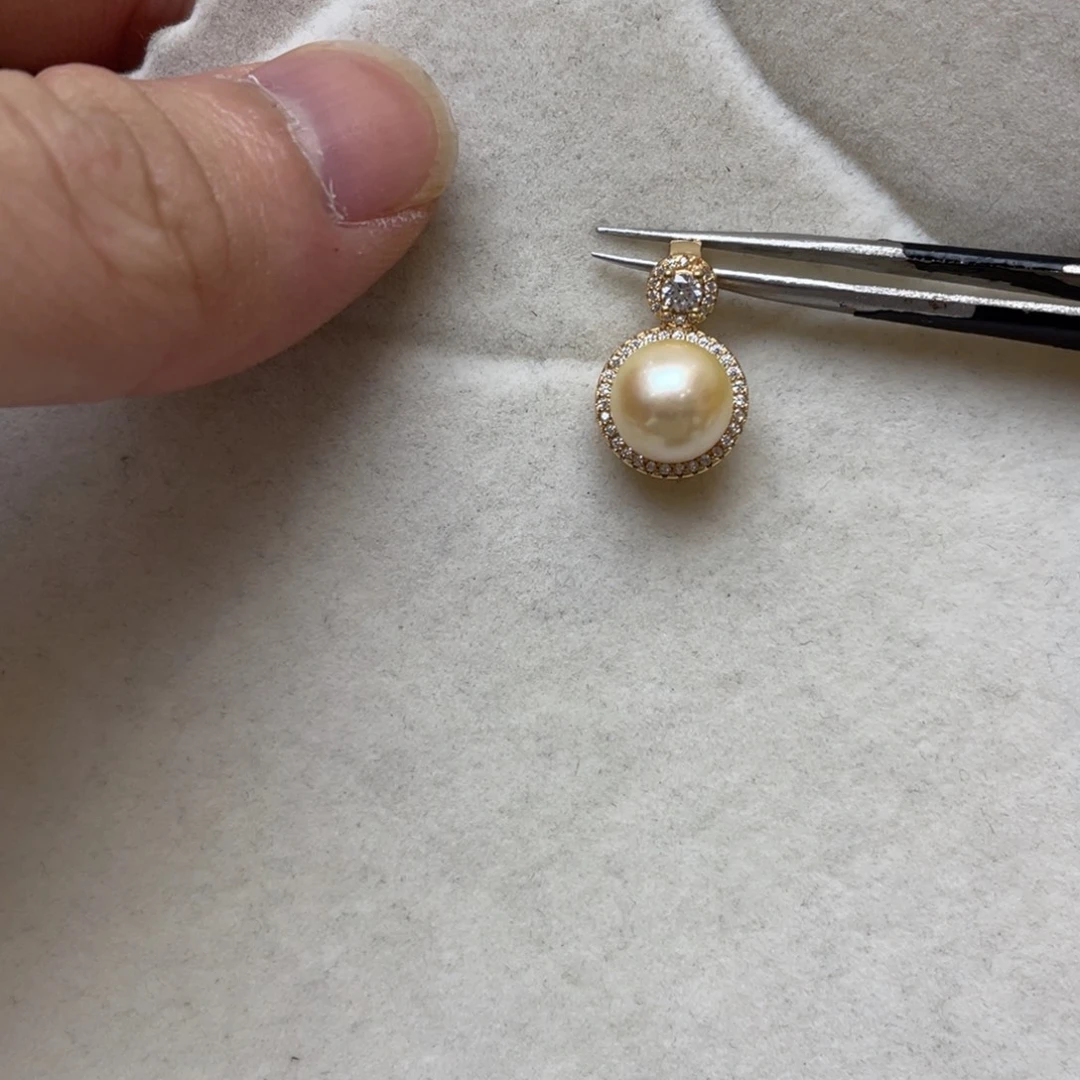 海水珍珠银S925镶嵌吊坠(不含链)