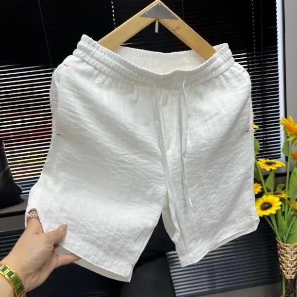 透气纯色速干直筒裤夏季中腰短裤裤子白色潮流3113