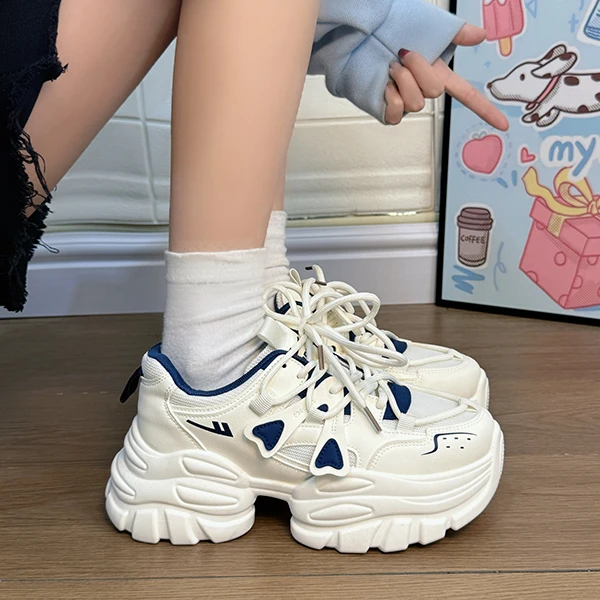 回力女鞋夏季增高小个子2025新款学生网面老爹鞋厚底休闲鞋运动鞋