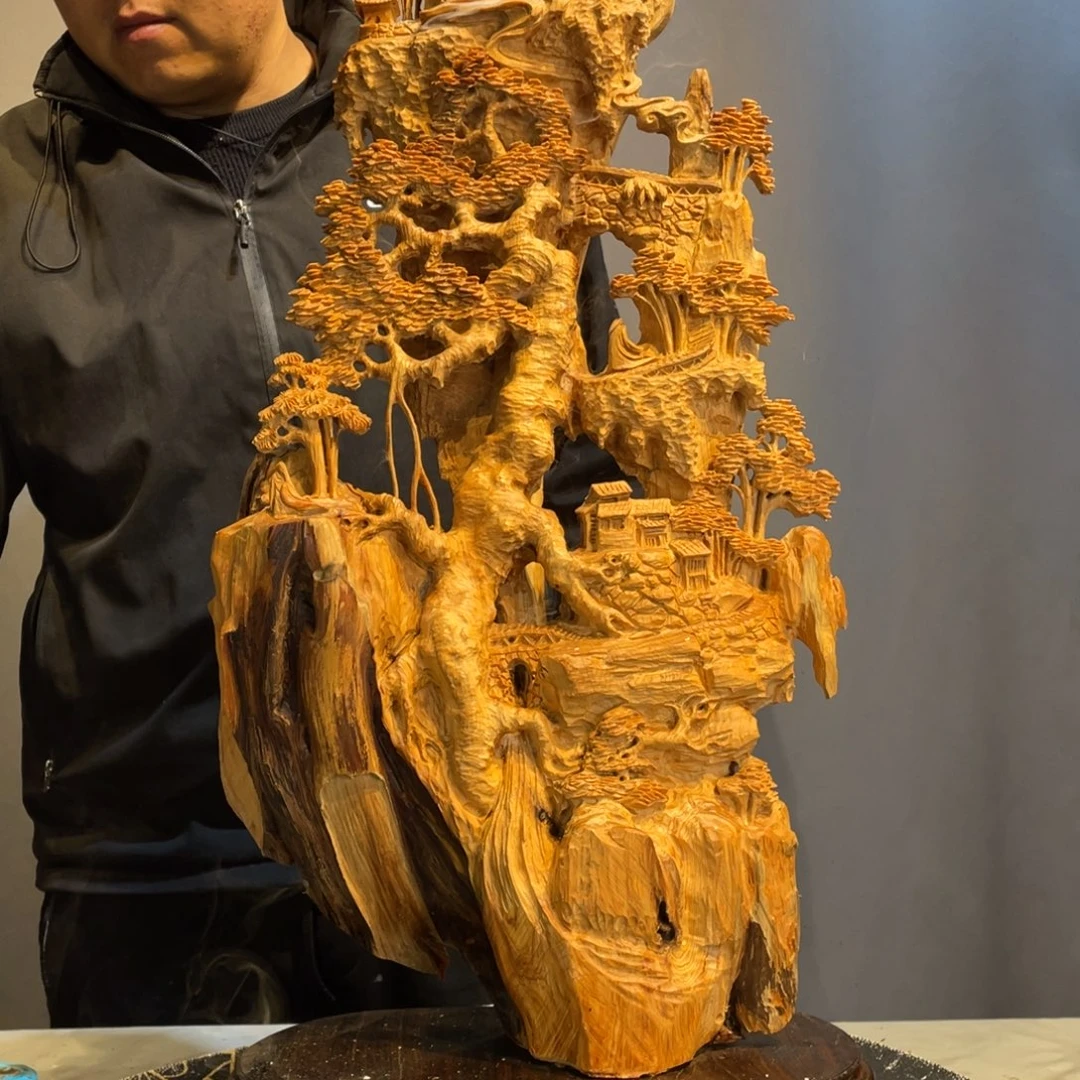 柏木（崖柏）崖柏精工意境山水