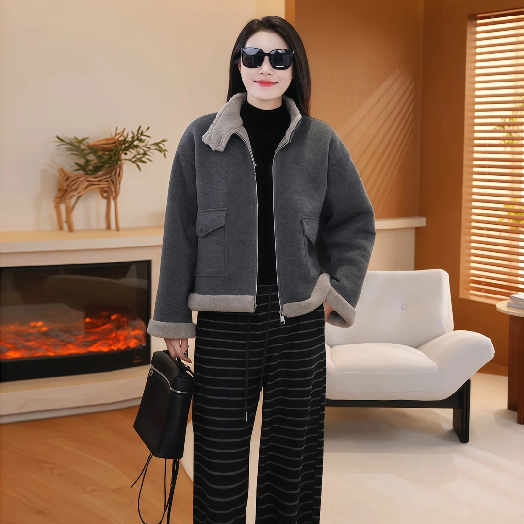 【温暖拾光】Mayya Plus麦芽定制加绒气质显瘦小众休闲外套32547501