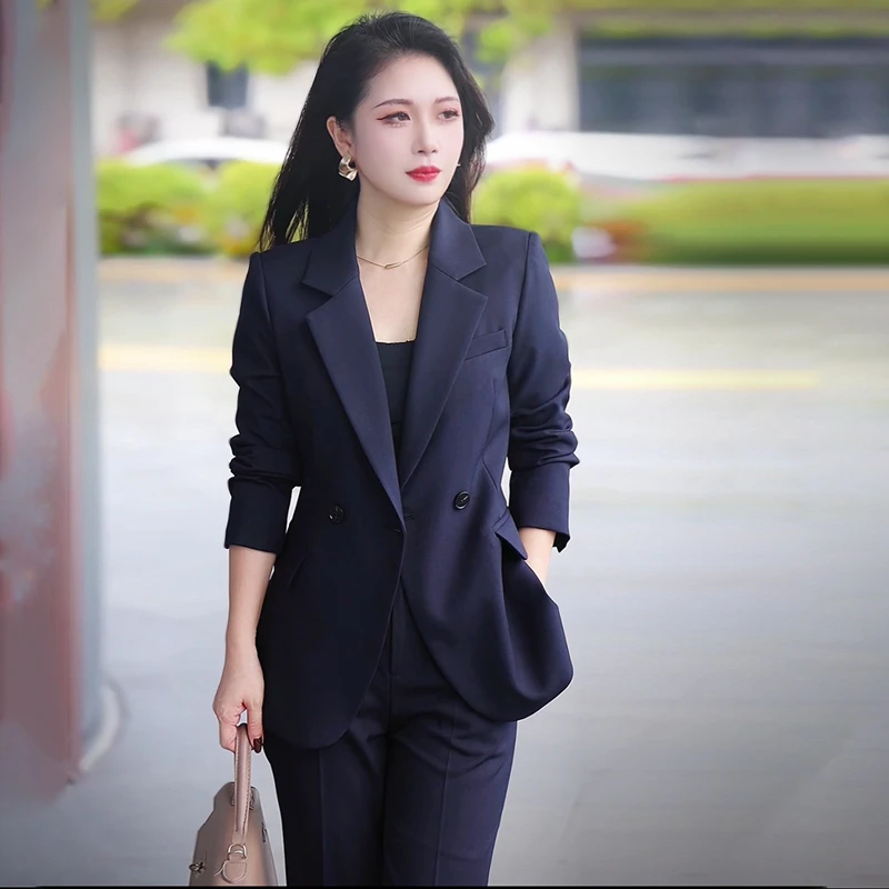 正装西服套装女春季新款时尚洋气减龄西装小脚裤两件套A1045