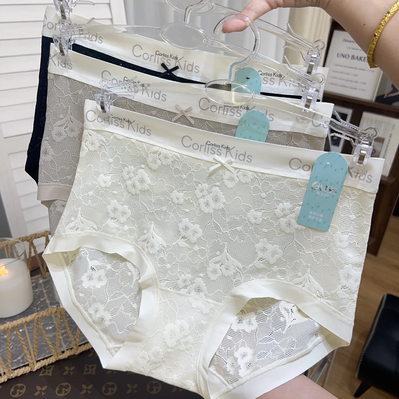 90-145斤3条装高定蕾丝内裤女中腰亲肤柔软透气高弹三角底裤20145