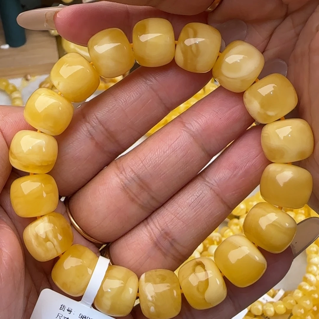 蜜蜡未镶嵌手链白花老型手串