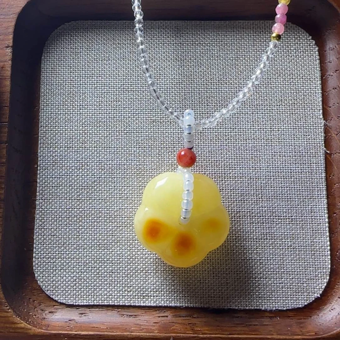 蜜蜡颈饰未镶嵌焦糖小花