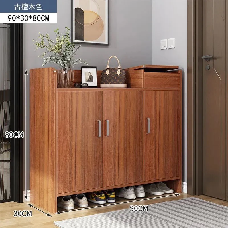 90厘米古檀木三门鞋柜