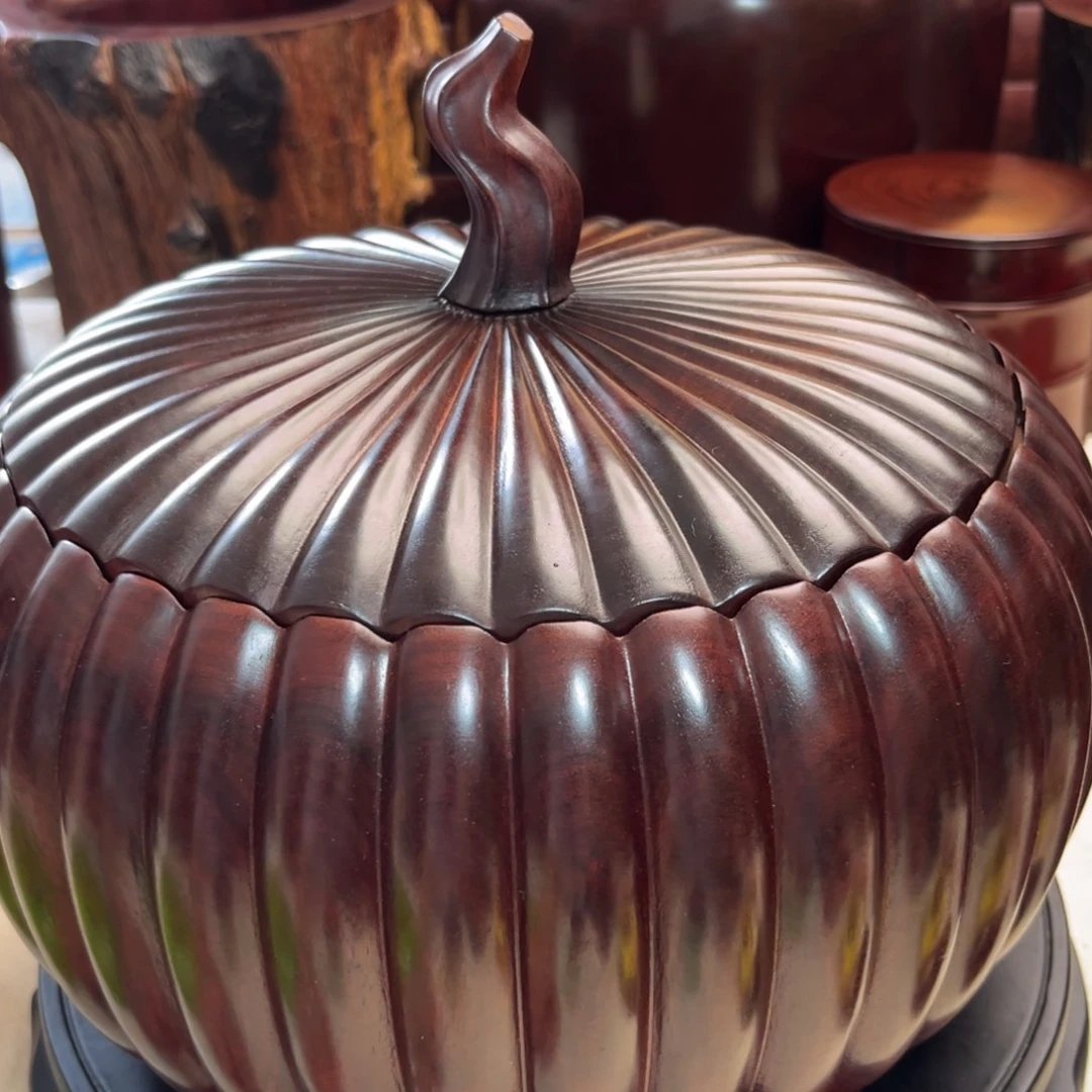 董***育檀香木小叶紫檀茶叶罐