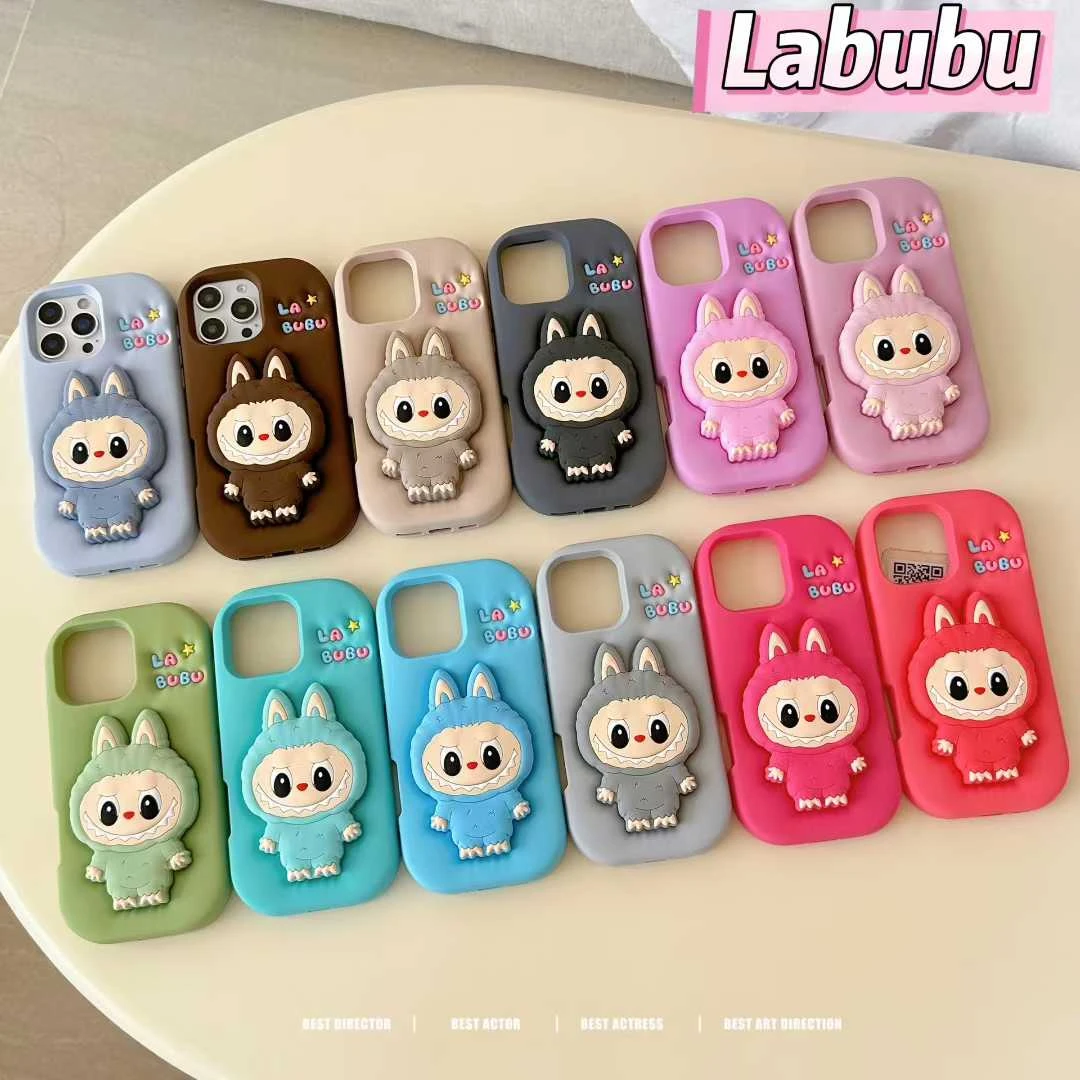 拉布布支架卡通可爱适用iPhone17创意ins苹果16pro立体硅胶手机壳