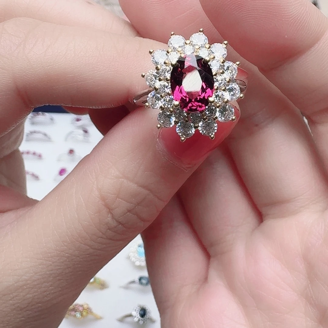 石榴石戒指银S925镶嵌