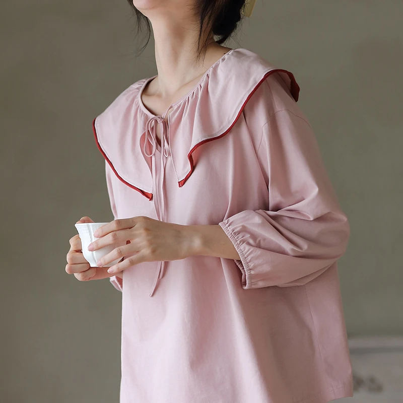 【都市岛屿】时尚韩版家居服套装长袖长款圆领秋季睡衣家居服22781