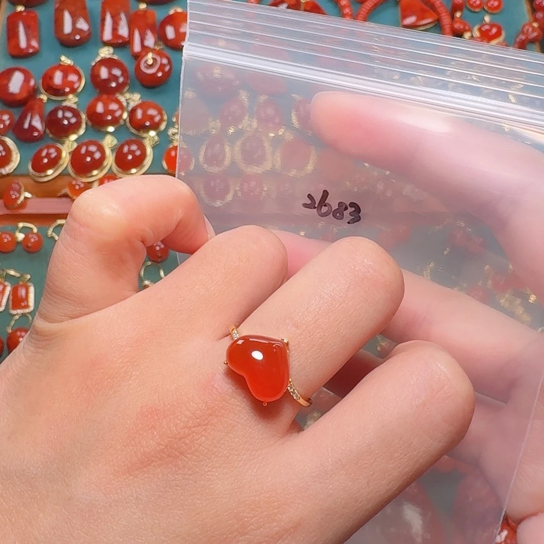 南红玛瑙银S925镶嵌戒指