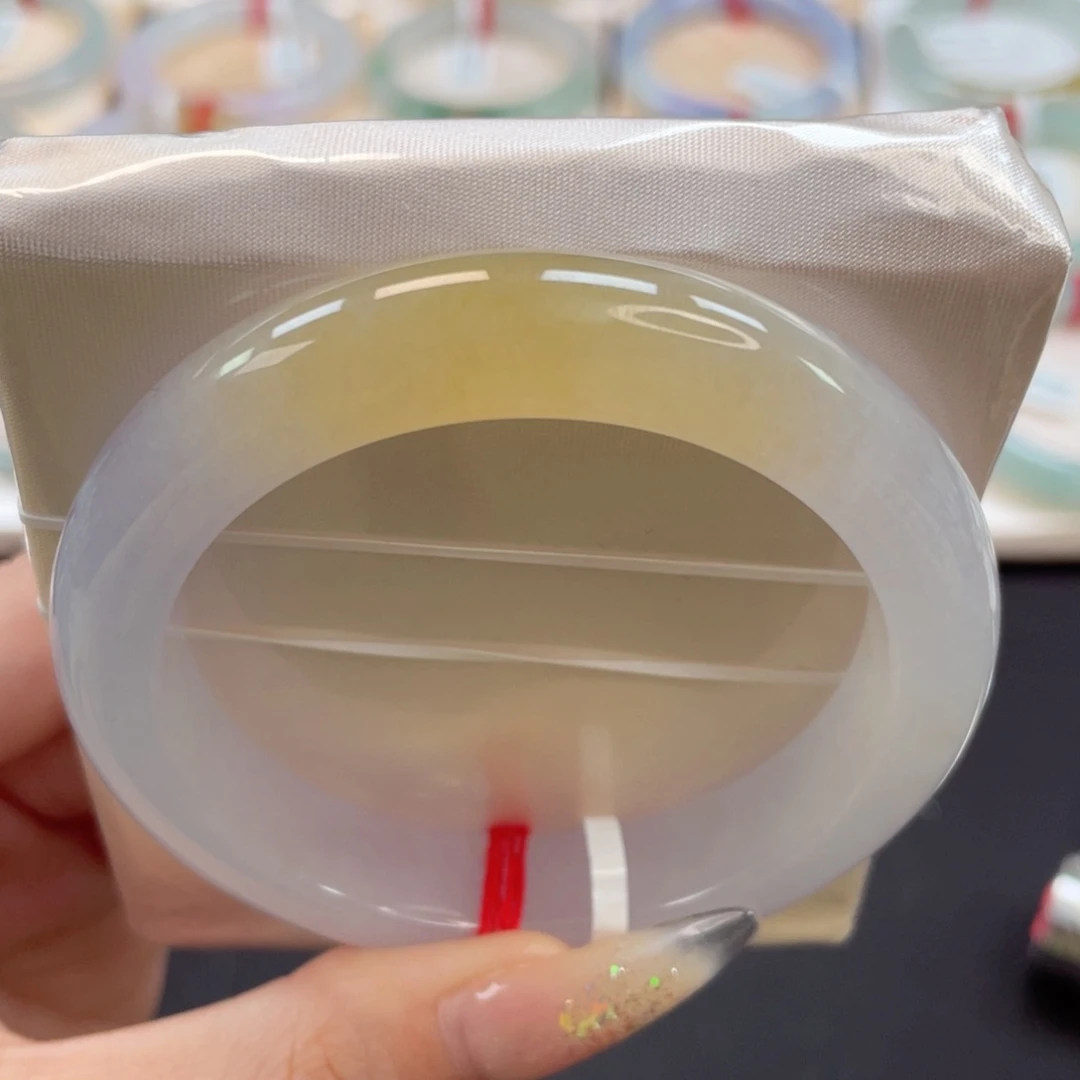 未镶嵌手镯翡翠56冰粉黄撞色难得可遇11号