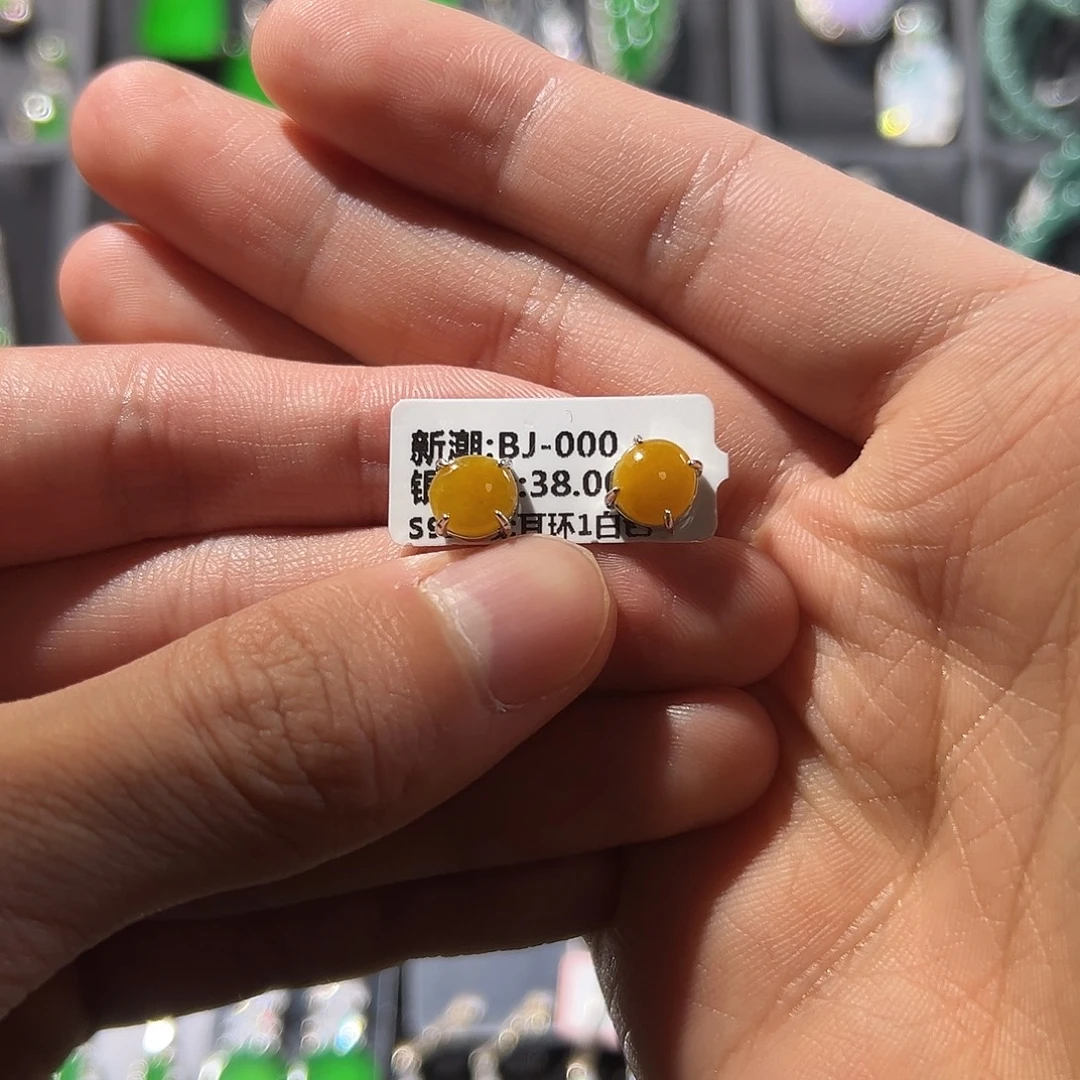 翡翠银S925镶嵌耳饰耳饰