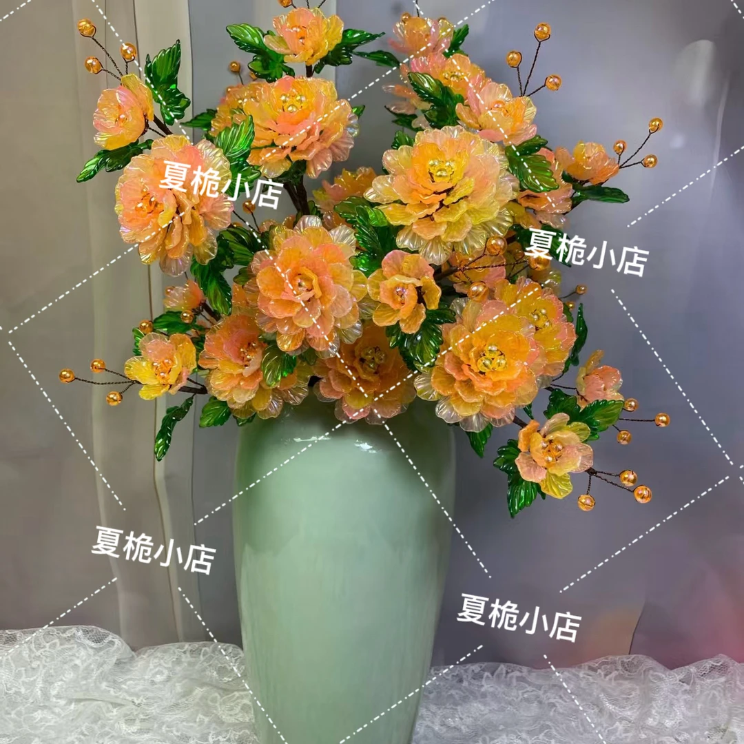 【6大枝】马贝果冻渐变天竺牡丹中桌摆手工DIY材料包（平儿推荐）