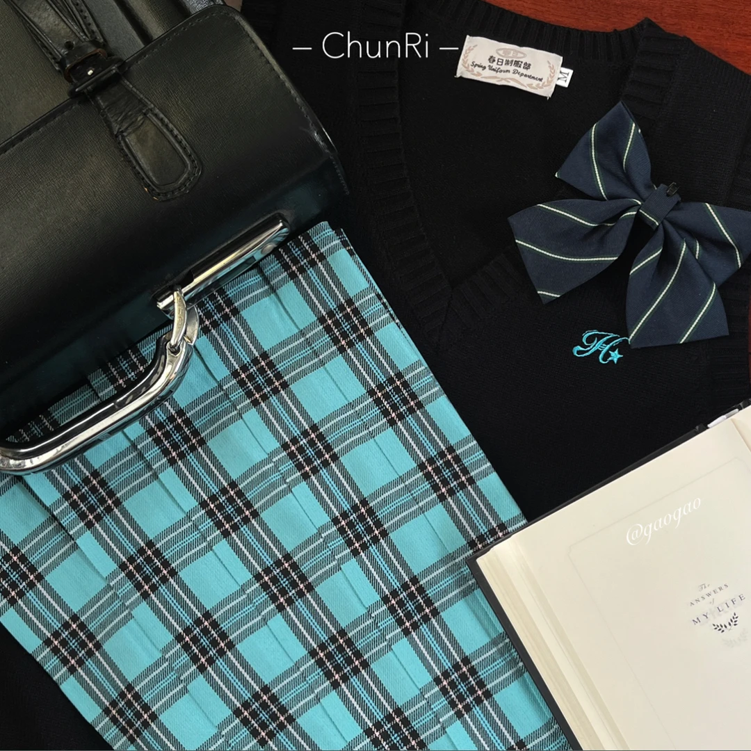 春日部【璃璃】原创薄荷绿色格裙半身裙百褶jk制服春夏正统女日系