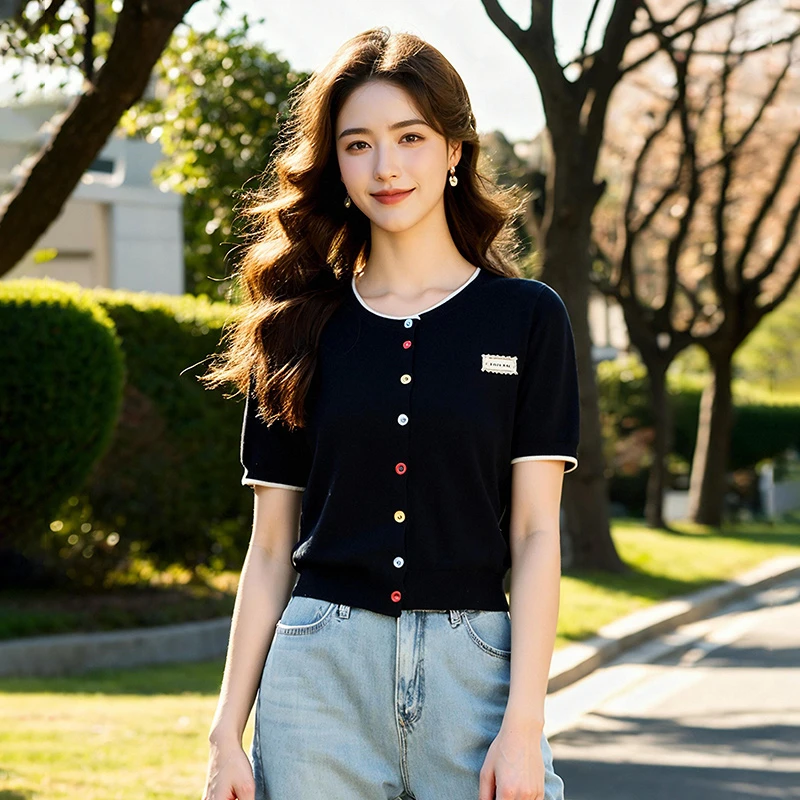 奢姿大码女装2025夏季减龄假两件针织衫胖妹妹圆领时尚百搭上衣