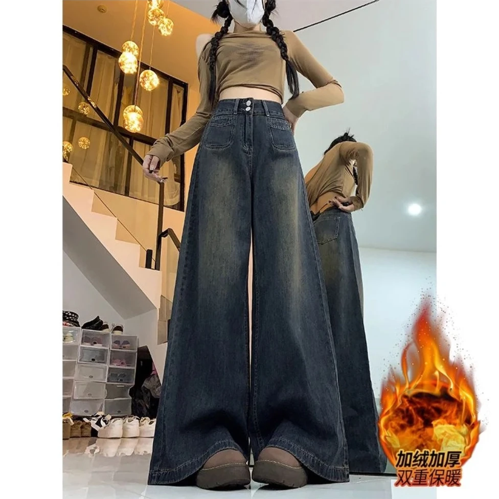 【默认微瑕】加绒牛仔裤女【路 遥 知 马 力 方 见 人 心】百搭设计感