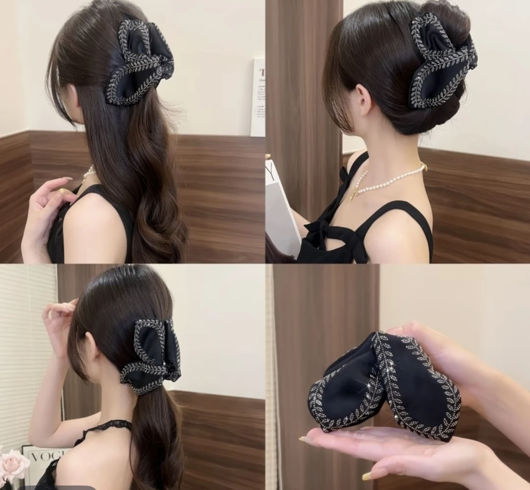 感叶片麦穗气质鲨鱼夹扎头发抓夹百搭发卡后脑勺发抓布艺头饰发夹