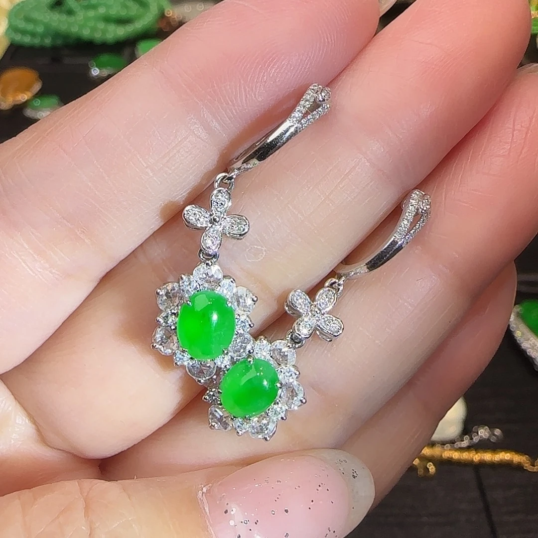 翡翠18K金镶嵌耳饰